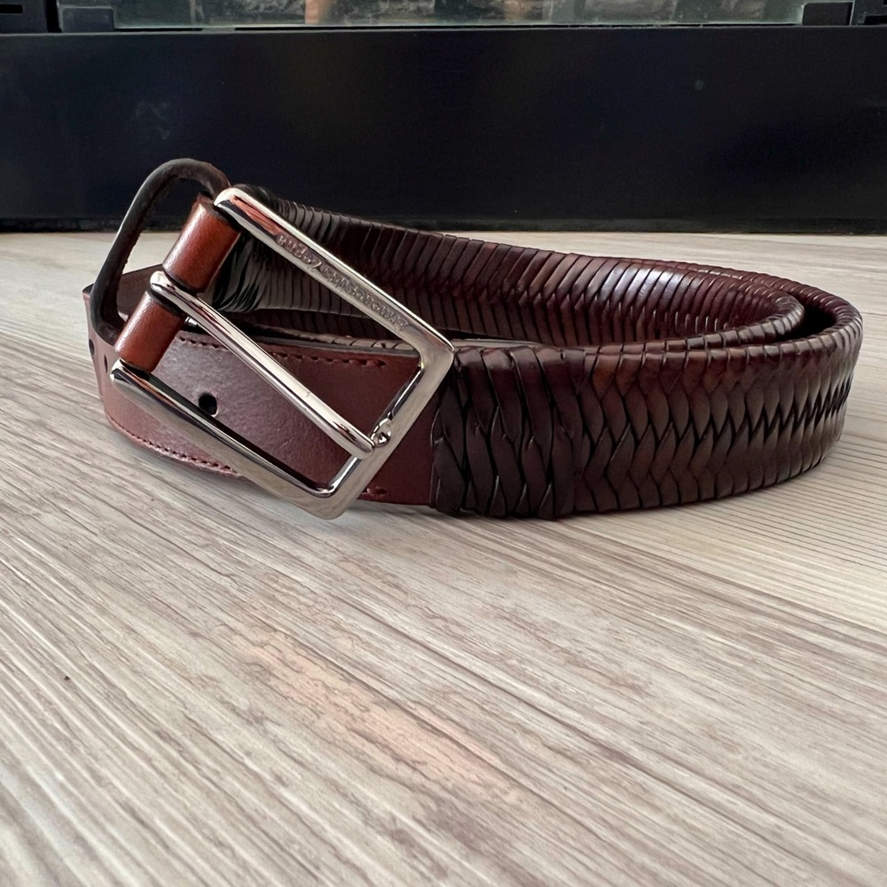 Authentic Ermenegildo Zegna Brown leather braided belt